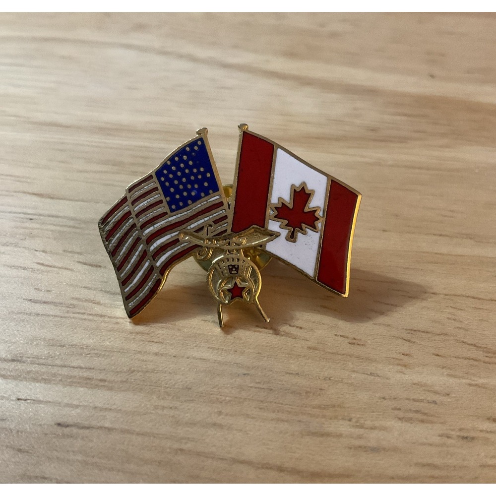 USA Canada Friendship Flag Shriners International Emblem Enamel Lapel Pin